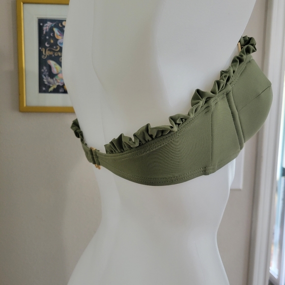 MICHAEL Michael Kors Bikini Top Olive Green Ruffle Small NWOT - Picture 4 of 15